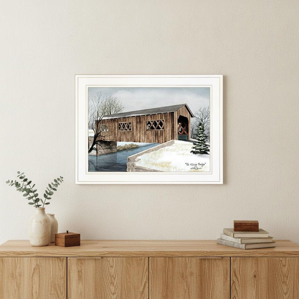 The Kissing Bridge 1 White Framed Print Wall Art