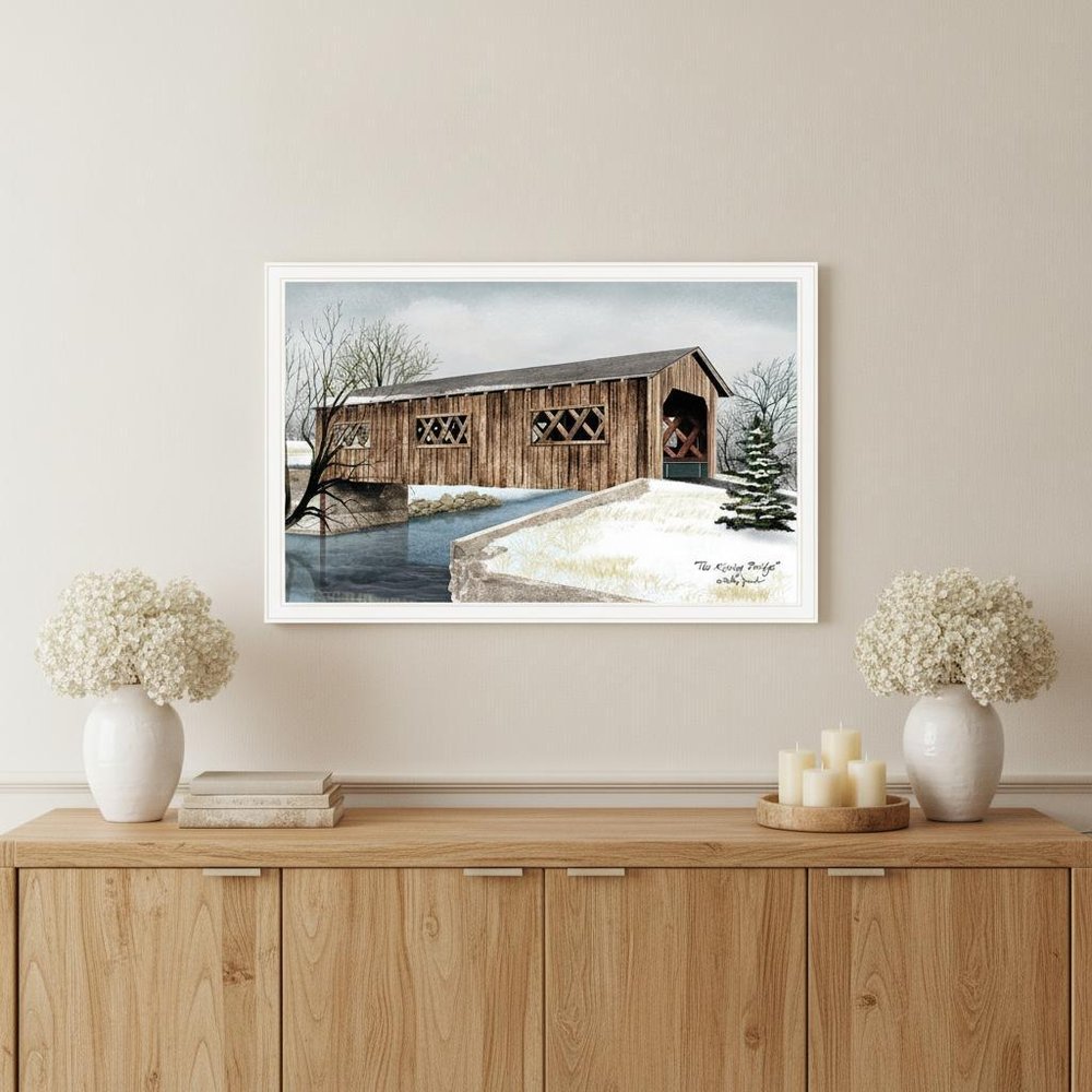 The Kissing Bridge 5 White Framed Print Wall Art
