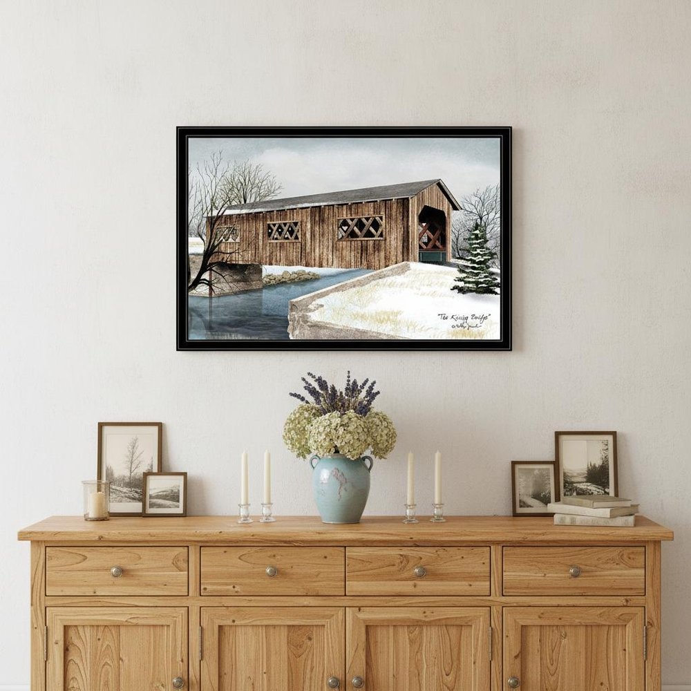 The Kissing Bridge 6 Black Framed Print Wall Art