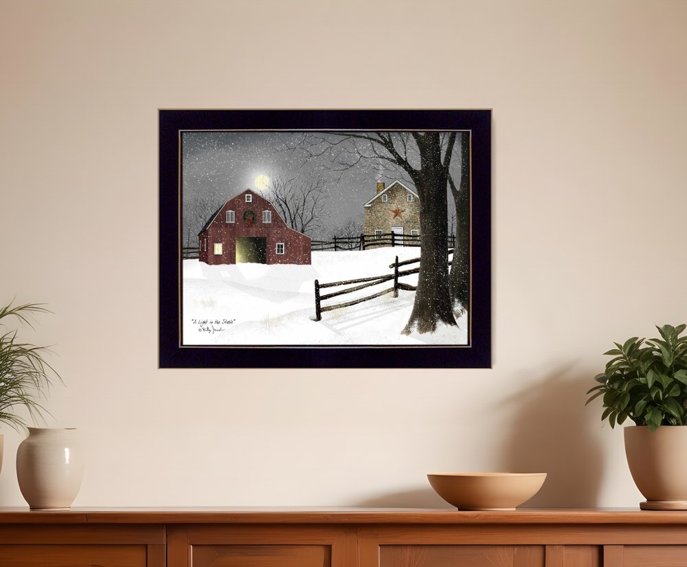 Light in the Stable 2 Black Framed Print Wall Art