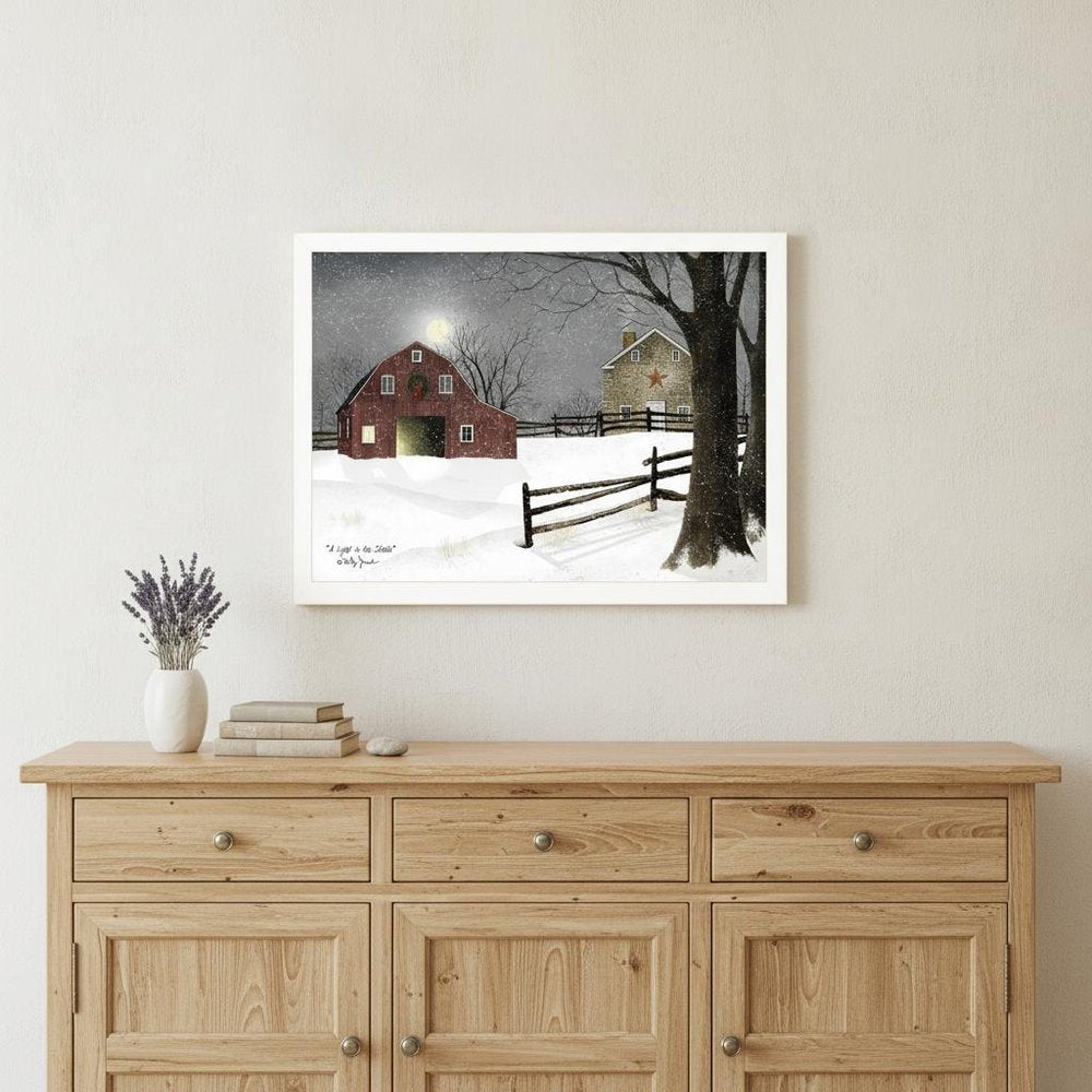 Light in the Stable 3 White Framed Print Wall Art