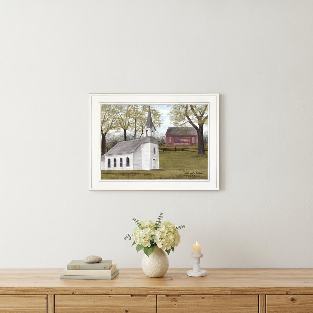 Faith and Freedom 2 White Framed Print Wall Art