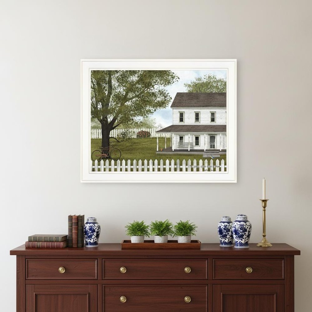 Green Green Grass of Home 1 White Framed Print Wall Art