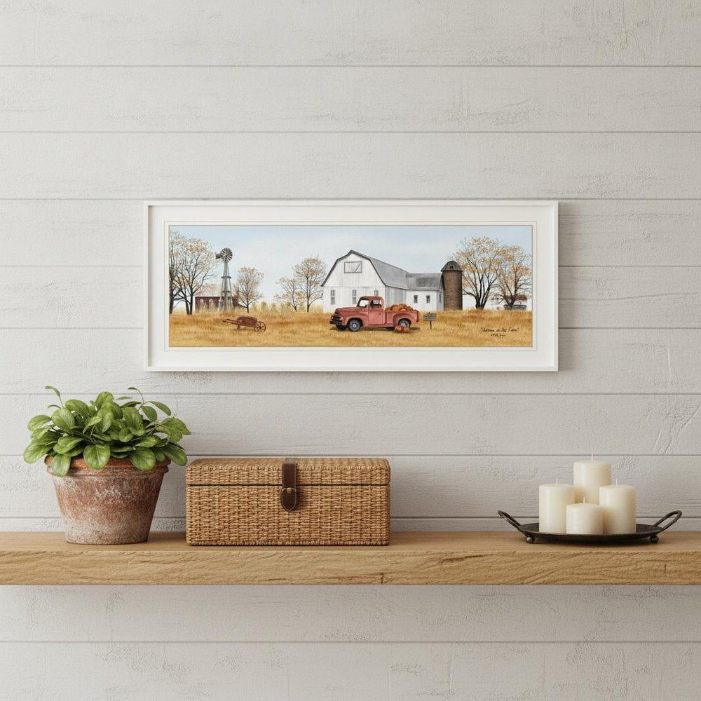 Autumn on Farm 1 White Framed Print Wall Art