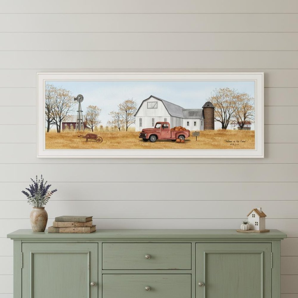 Autumn on Farm 3 White Framed Print Wall Art