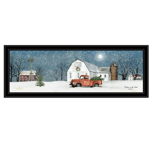 Winter on The Farm 4 Black Framed Print Wall Art