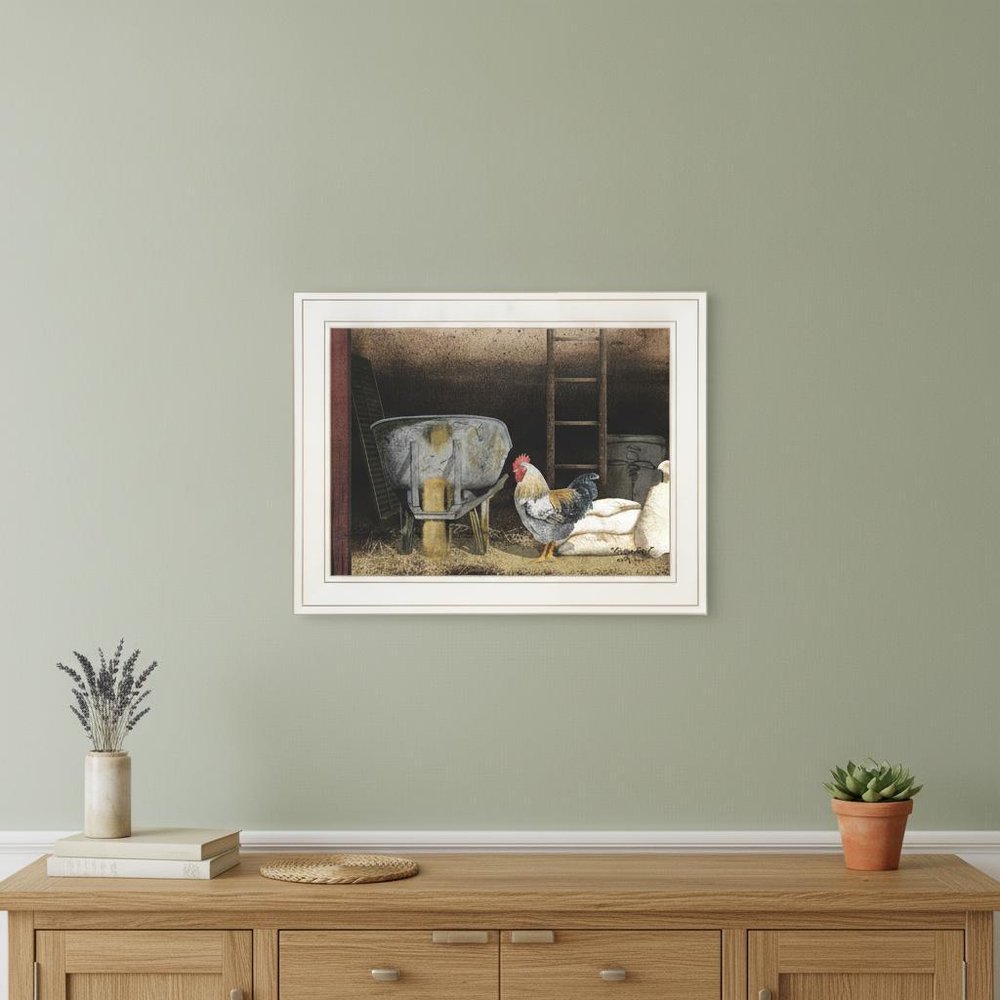 Chicken Feed 1 White Framed Print Wall Art