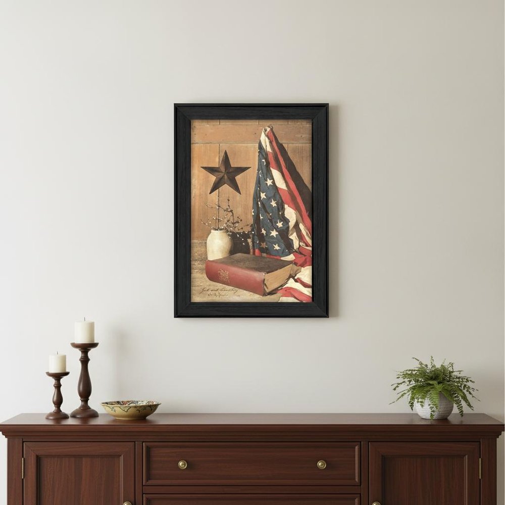 God and Country 5 Black Framed Print Wall Art