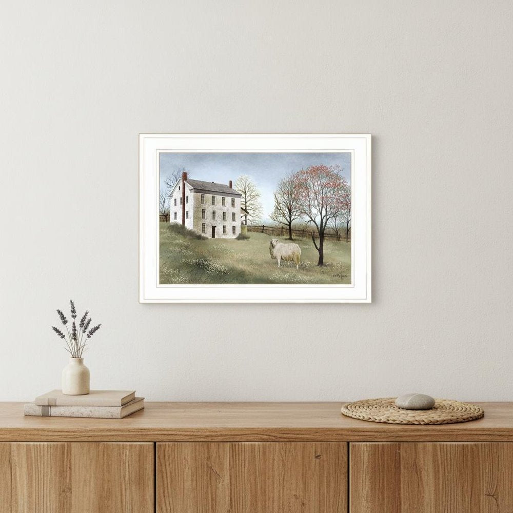 Spring at White House Farm 1 White Framed Print Wall Art