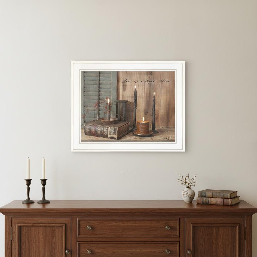 Let Your Light Shine 1 White Framed Print Wall Art