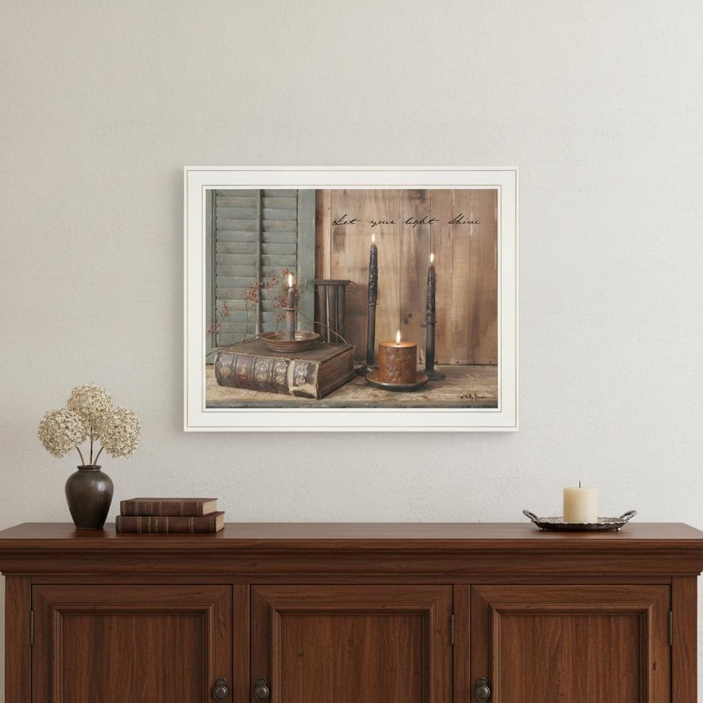 Let Your Light Shine 4 White Framed Print Wall Art