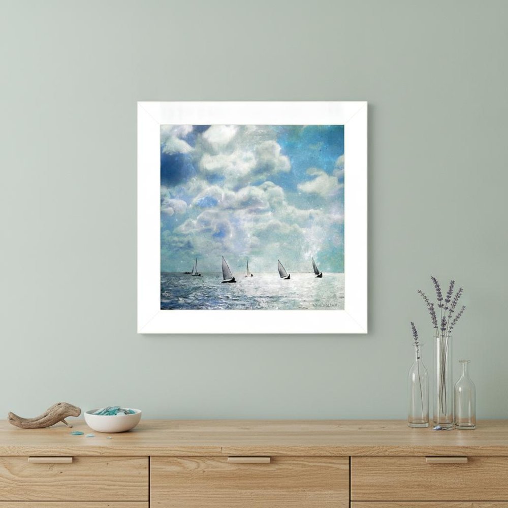 Sailing White Waters 1 White Framed Print Wall Art