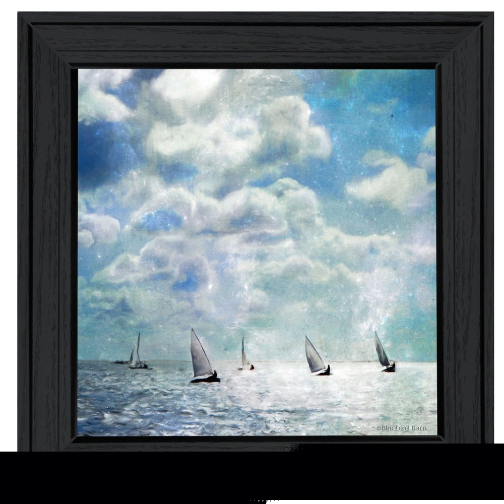 Sailing White Waters 3 Black Framed Print Wall Art