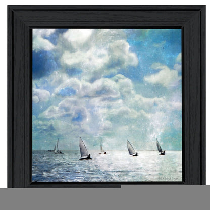 Sailing White Waters 3 Black Framed Print Wall Art