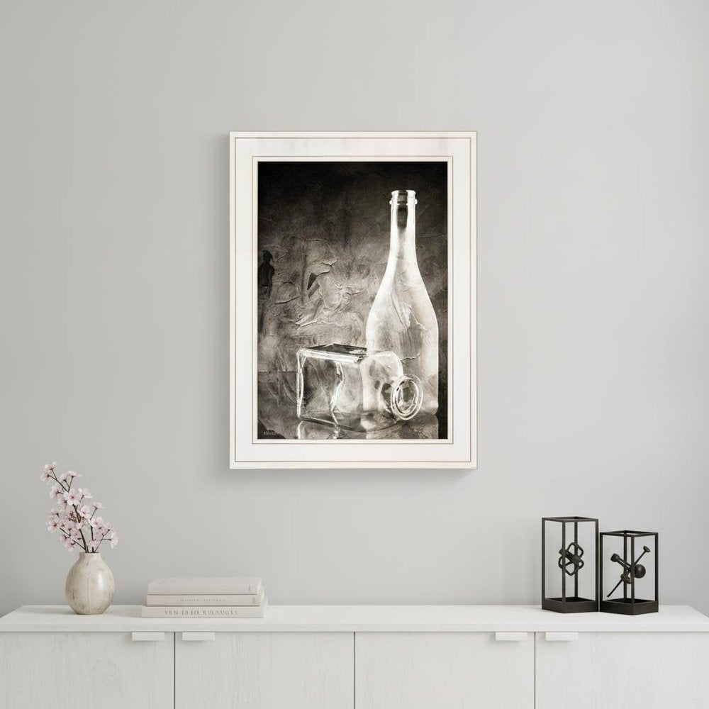 Moody Gray Glassware Still Life 1 White Framed Print Kitchen Wall Art
