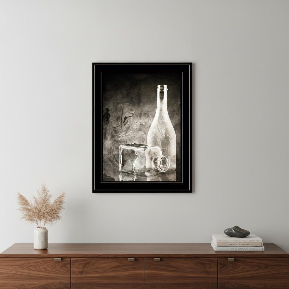 Moody Gray Glassware Still Life 3 Black Framed Print Kitchen Wall Art
