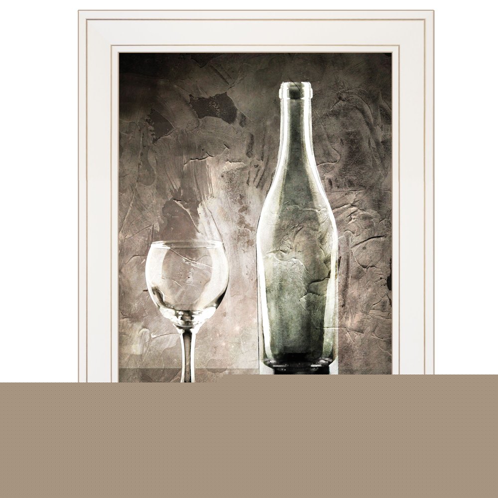 Moody Gray Wine Glass Still Life 1 White Framed Print Wall Art