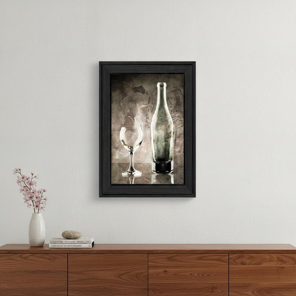 Moody Gray Wine Glass Still Life 2 Black Framed Print Wall Art