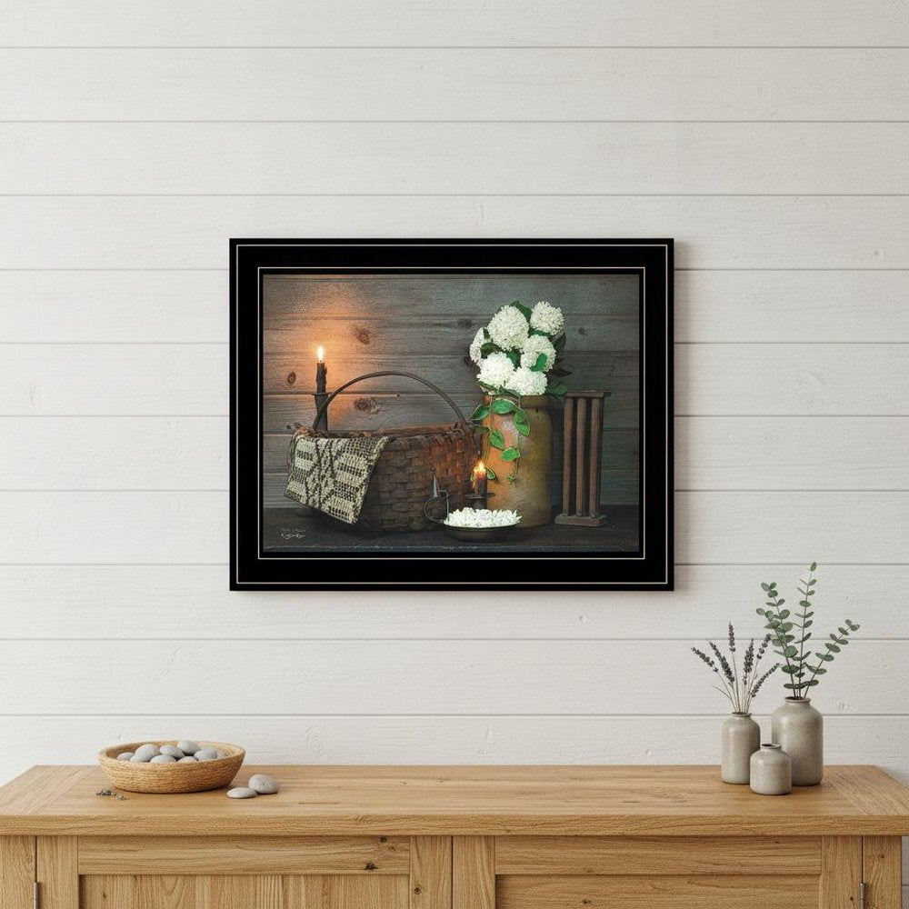 White Flowers 2 Black Framed Print Wall Art