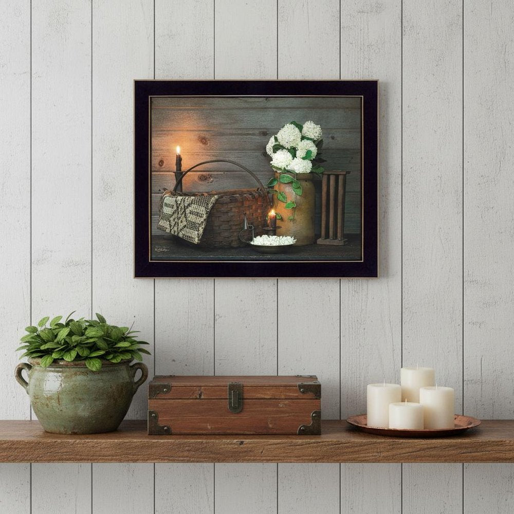 White Flowers 3 Black Framed Print Wall Art