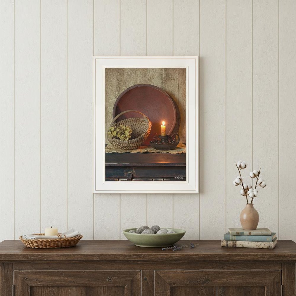 The Red Basket 4 White Framed Print Wall Art
