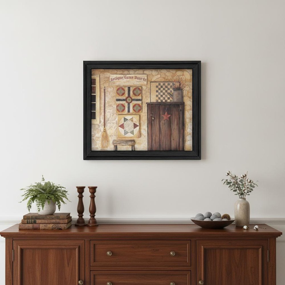 Antique Game Boards Black Framed Print Wall Art