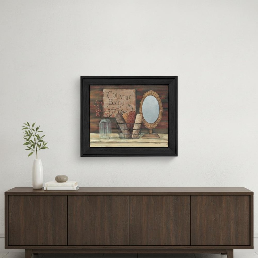 Country Bath 3 Black Framed Print Bathroom Wall Art