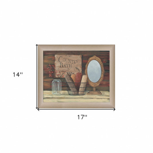 Country Bath 4 Brown Framed Print Bathroom Wall Art