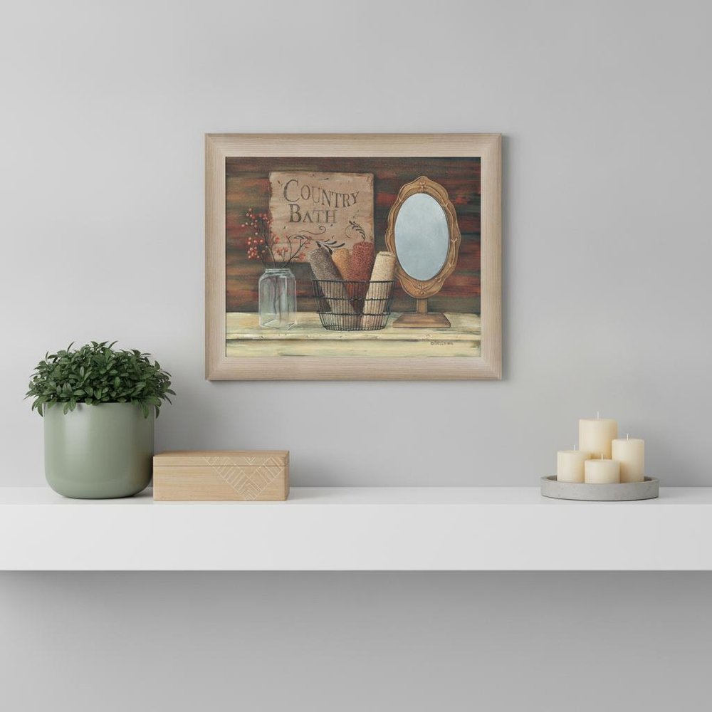 Country Bath 4 Brown Framed Print Bathroom Wall Art