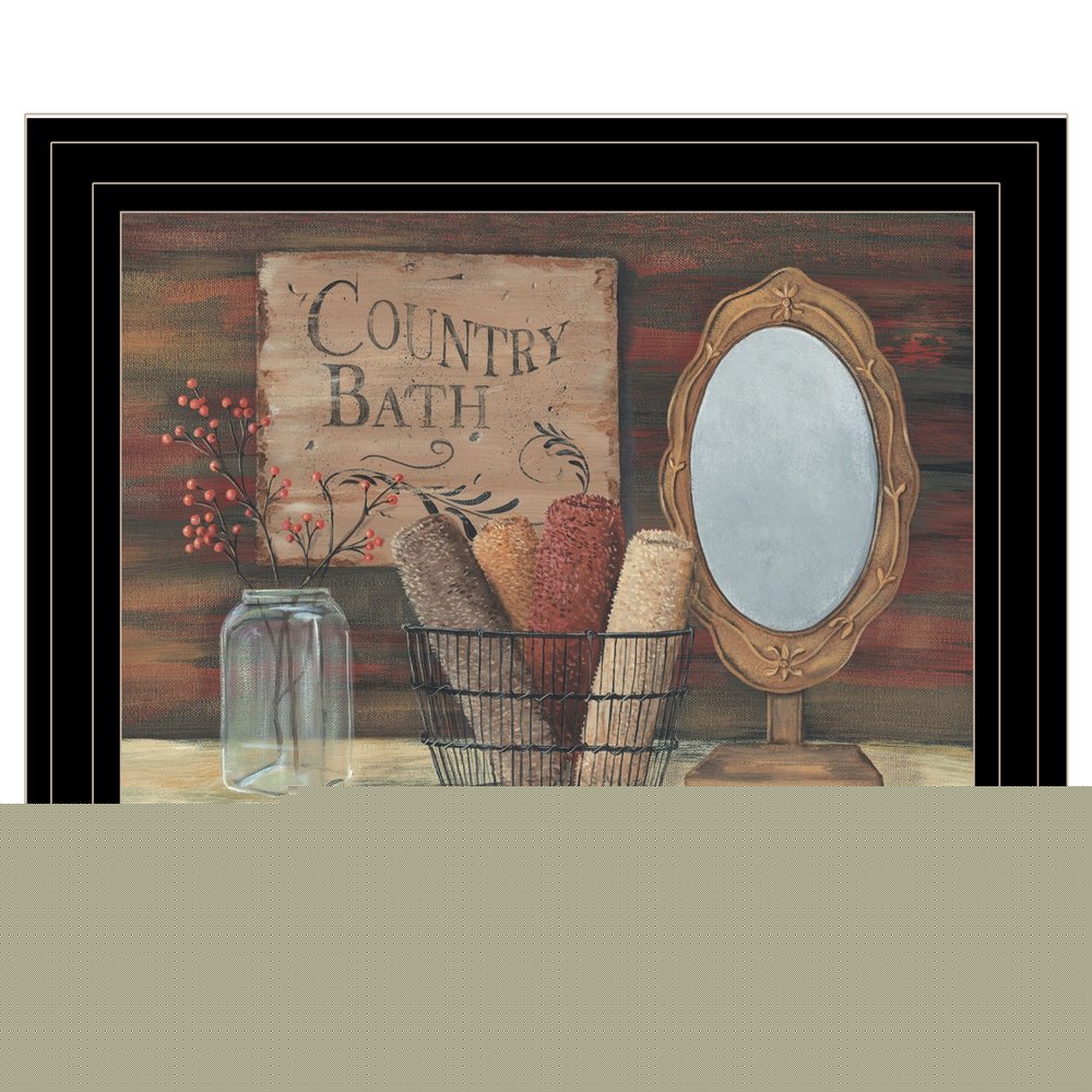 Country Bath 5 Black Framed Print Bathroom Wall Art