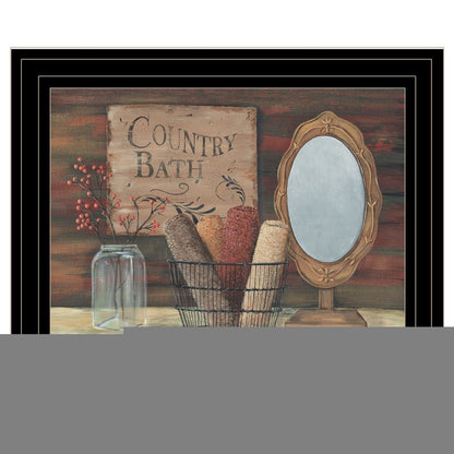 Country Bath 5 Black Framed Print Bathroom Wall Art