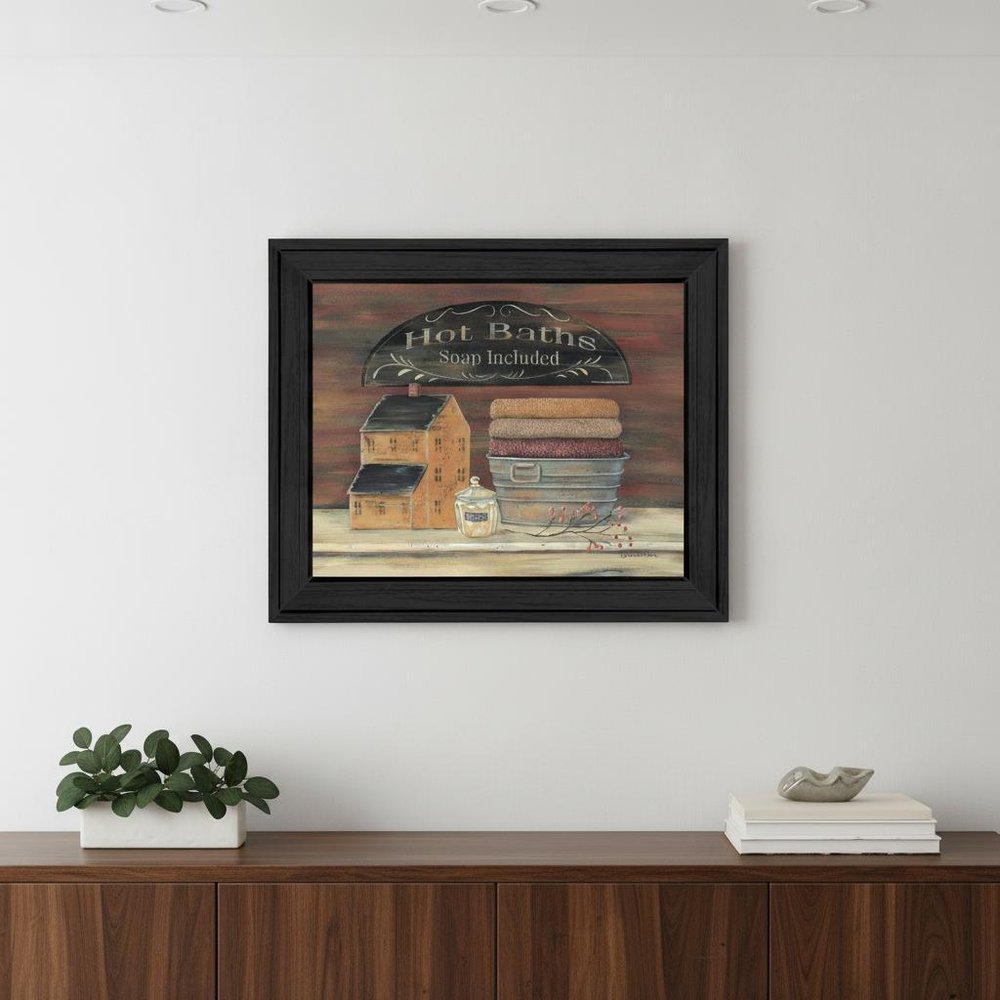 Hot Bath 4 Black Framed Print Bathroom Wall Art