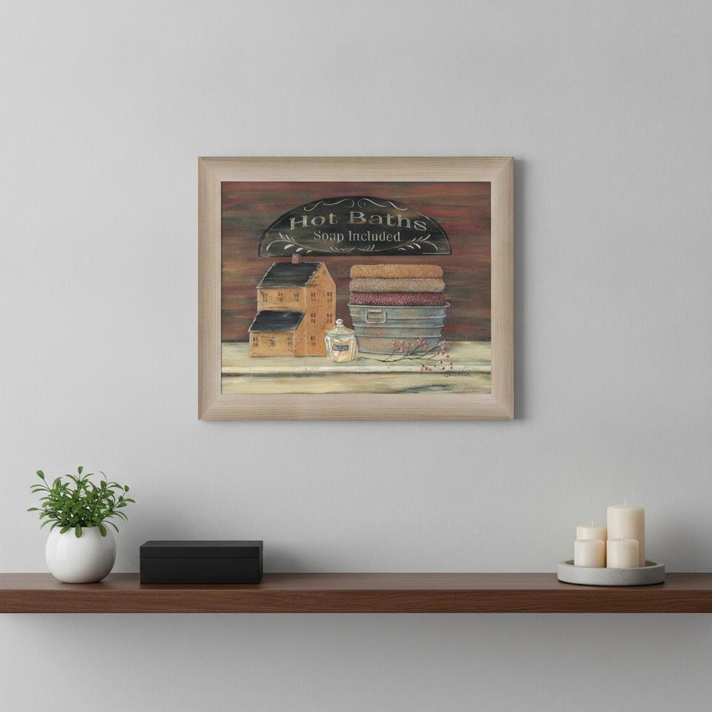 HOT BATH 5 Brown Framed Print Bathroom Wall Art