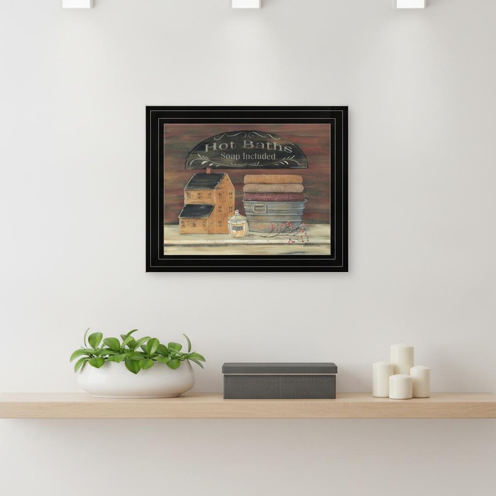 HOT BATH 6 Black Framed Print Bathroom Wall Art