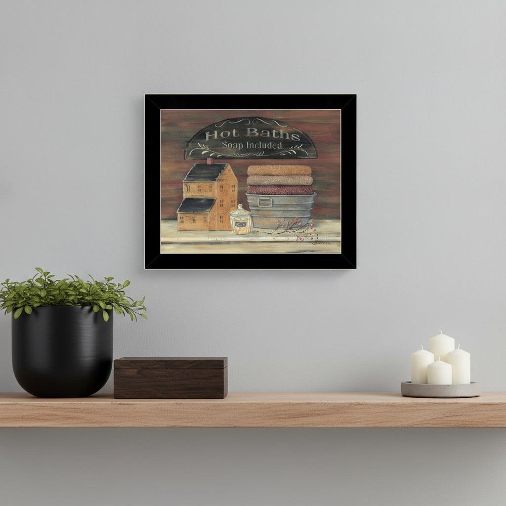 HOT BATH 7 Black Framed Print Bathroom Wall Art