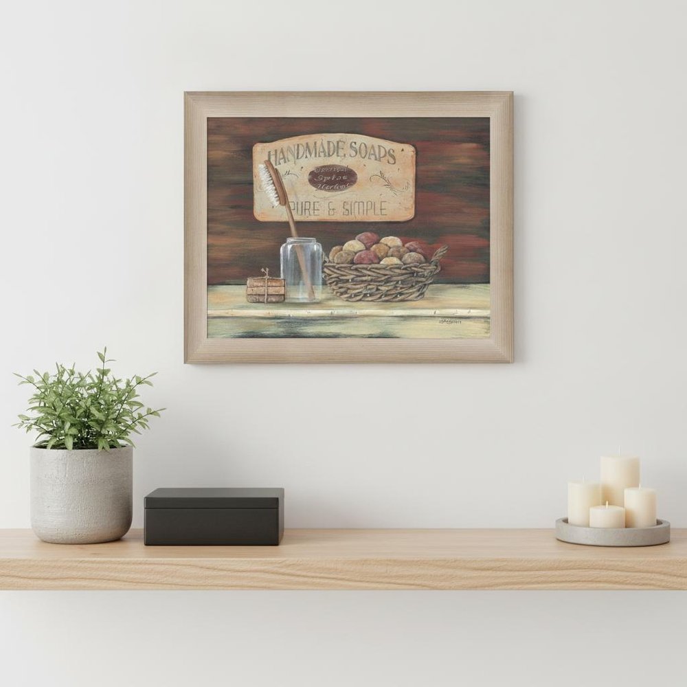 HANDMADE SOAPS 2 Brown Framed Print Bathroom Wall Art