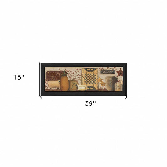 Village Welcome Black Framed Print Wall Art