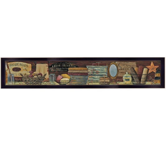 Country Bath Shelf 4 Black Framed Print Bathroom Wall Art