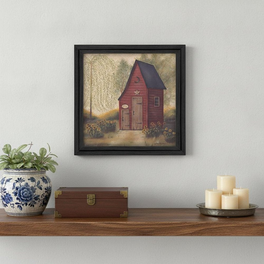 Folk Art Outhouse Black Framed Print Wall Art