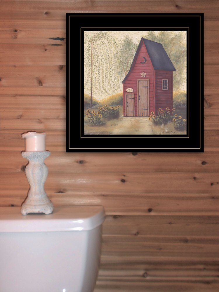 Folk Art Outhouse II 2 Black Framed Print Bathroom Wall Art
