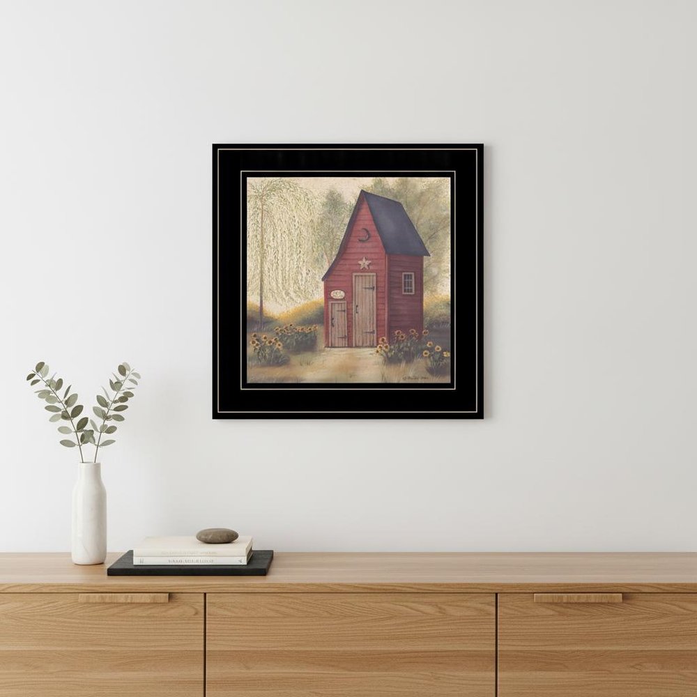 Folk Art Outhouse II 2 Black Framed Print Bathroom Wall Art