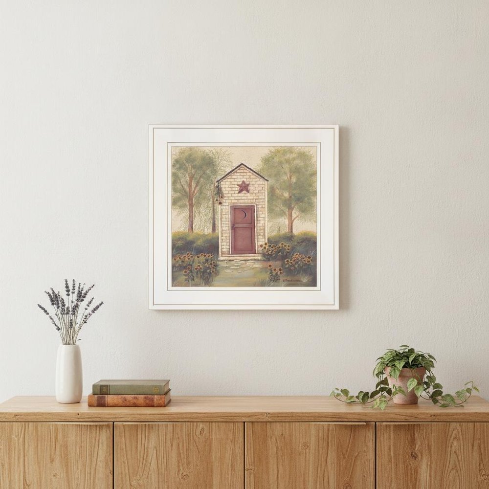 Folk Art Outhouse III 1 White Framed Print Wall Art