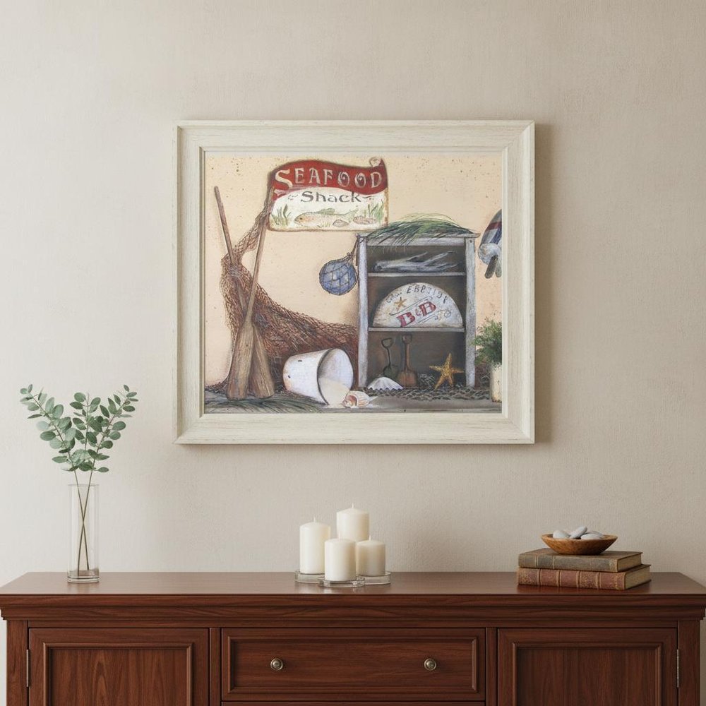 Seafood Shack White Picture Frame Print Kitchen Wall Art
