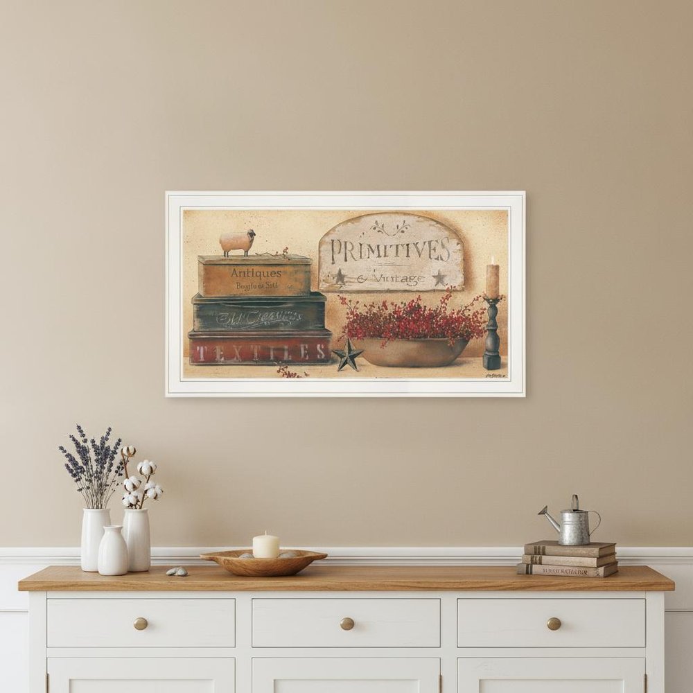 Primitives and Vintage 2 White Framed Print Wall Art
