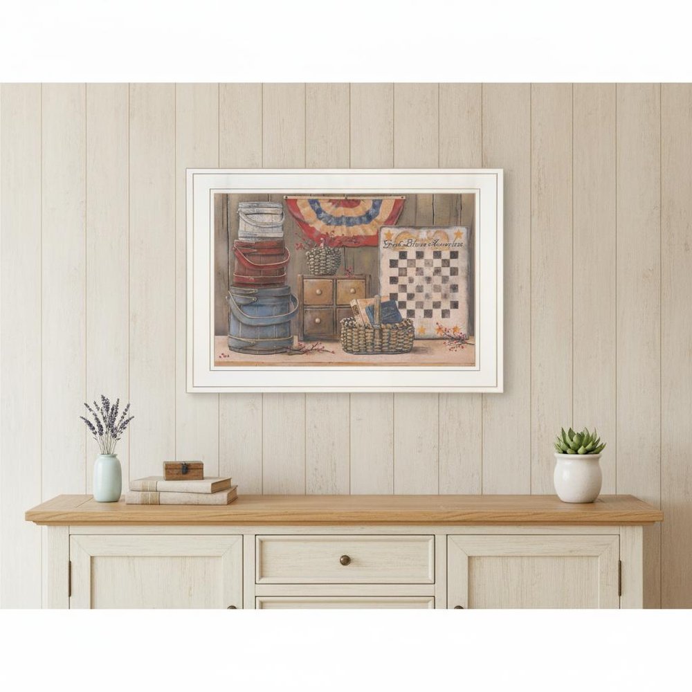 God Bless America 2 White Framed Print Wall Art