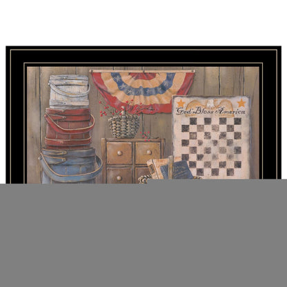 God Bless America 3 Black Framed Print Wall Art