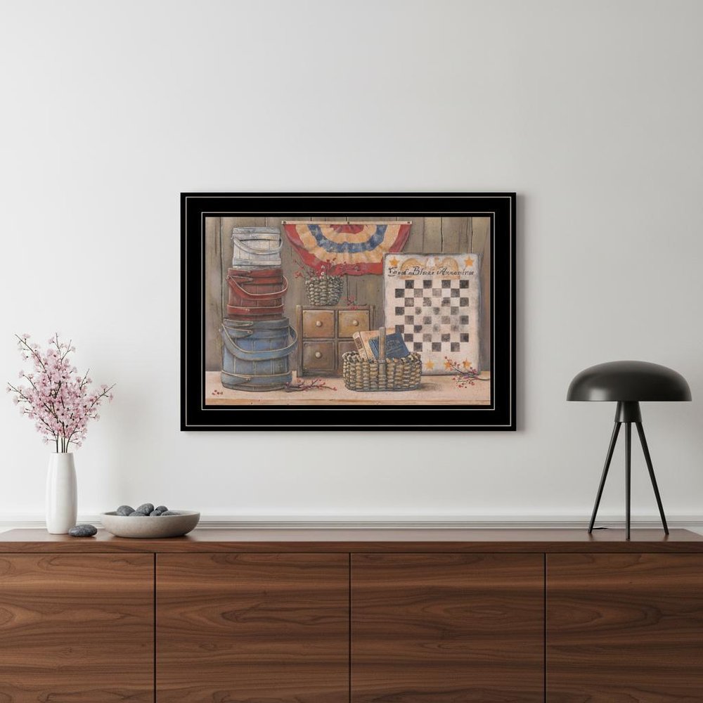 God Bless America 3 Black Framed Print Wall Art