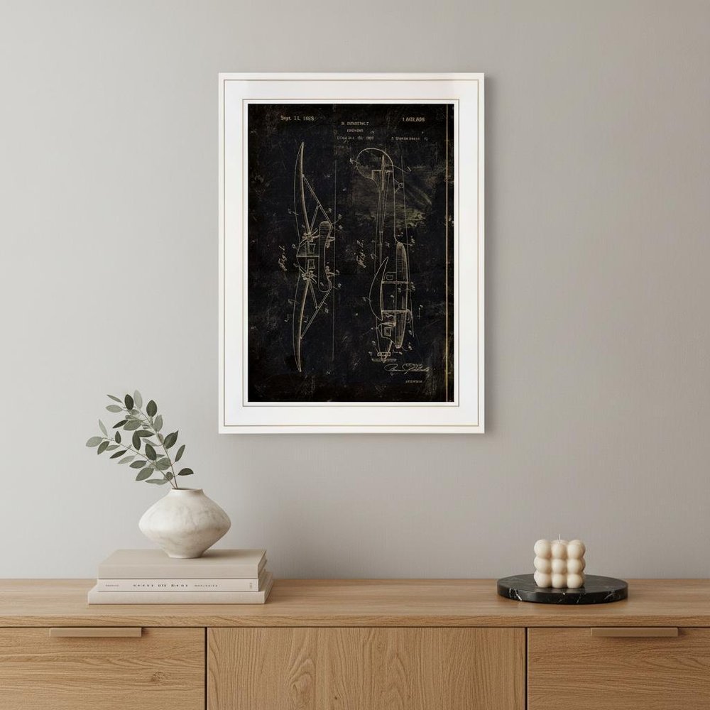 Airplane Patent II 1 White Framed Print Wall Art