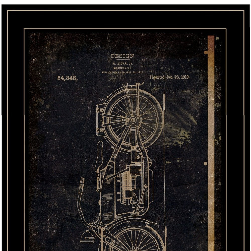 Motor Bike Patent I 2 Black Framed Print Wall Art