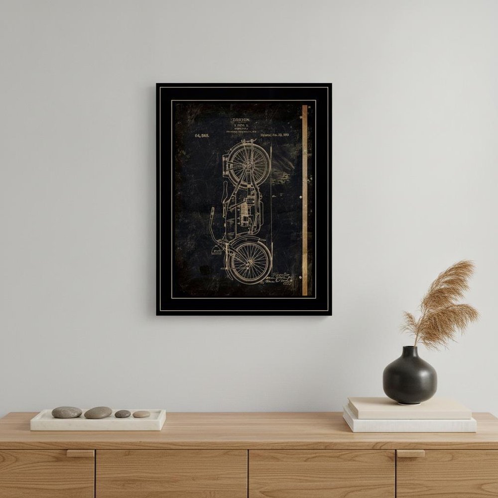 Motor Bike Patent I 2 Black Framed Print Wall Art